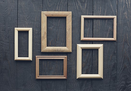 Flat lay of frames showing a possible layout