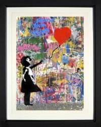 Reach for Love by Mr Brainwash in a black frame
