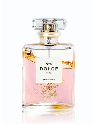 Dolce Vita by Axel Crieger. A Chanel No5 bottle with a light pink and gold liquid inside