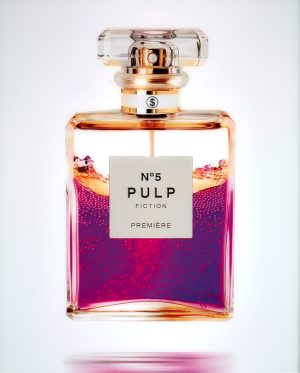 Pulp Fiction by Axel Crieger. A Chanel No5 bottle filled with purple liquid
