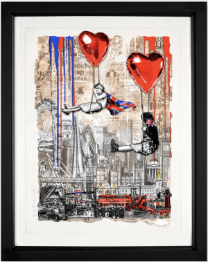 Love is in the air London by Mr Brainwash in a black frame