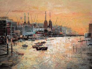 Low Tide, Battersea by Tom Butler. Artwork of Battersea docks