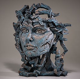 A sculpture of a woman's face