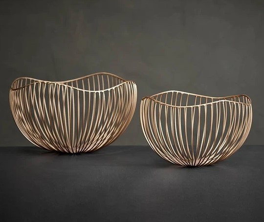 Two metal cage effect bowls