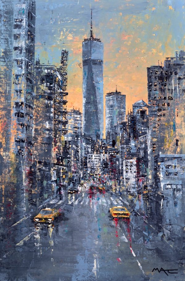 One World Trade centre. A painting of New York by Mark Curryer