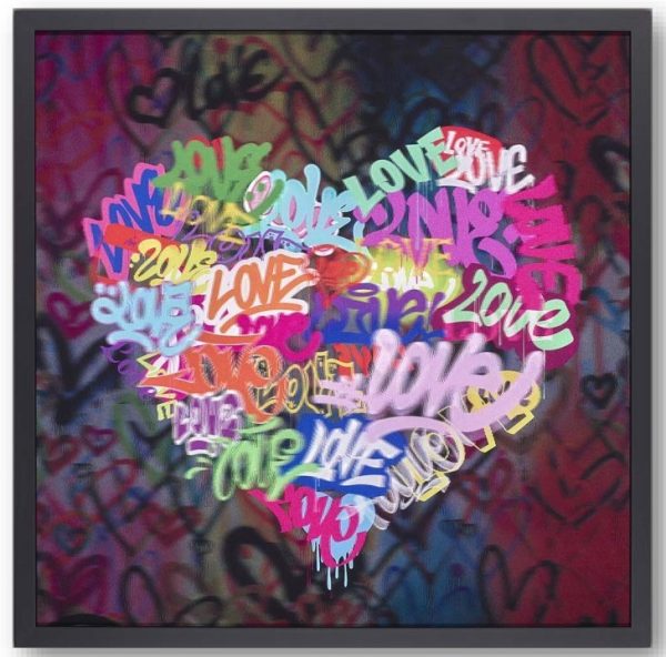 Heart full of love by Dan Pearce. A heart formed by graffiti style words.