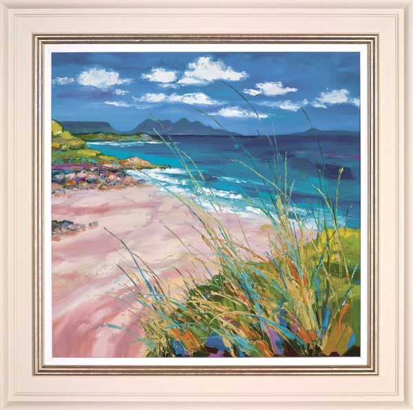 Grasses in the Wind by Judith Bridgland in a cream frame