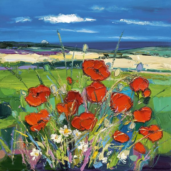 Poppies with a glimpse of the sea by Judith Bridgland