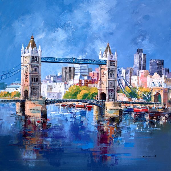 Tower Bridge original by Bernard in white frame