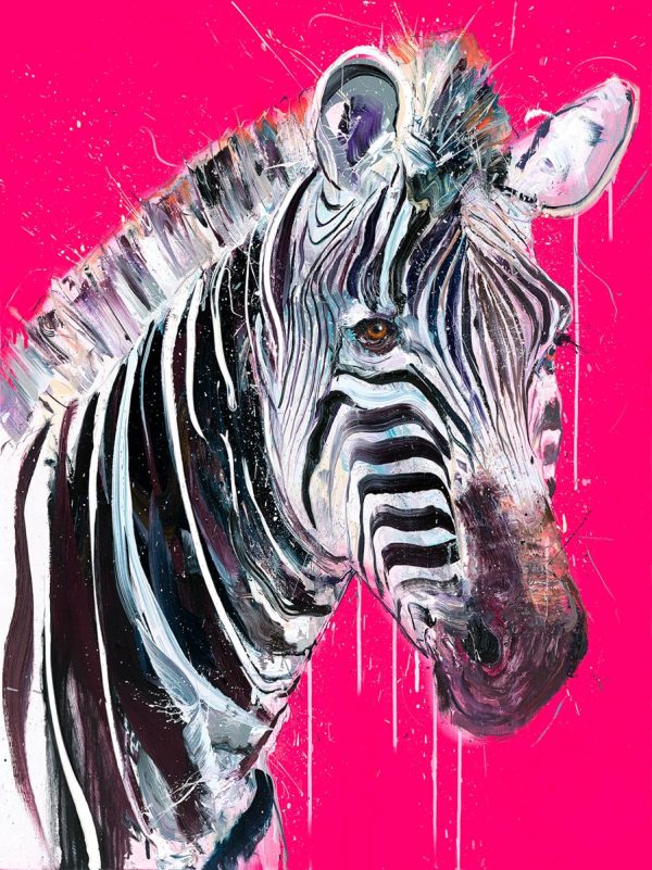 Dave White Grevy's zebra with pink background silkscreen limited edition