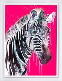 Dave White Grevy's Zebra I with pink background silkscreen limited edition