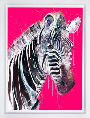 Dave White Grevy's Zebra I with pink background silkscreen limited edition