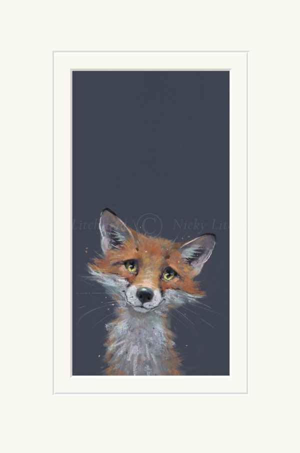 Nicky Litchfield The Chancer. Fox on blue background