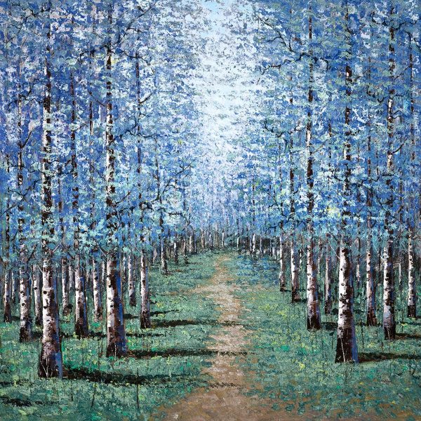 Cerulean Dreams by Inam, limited edition treescape framed in white wood