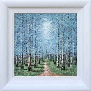 Into the Forest by Inam, limited edition treescape framed in white wood