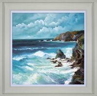Philip Gray seascape 'Coastal Charm' in white wood grain frame