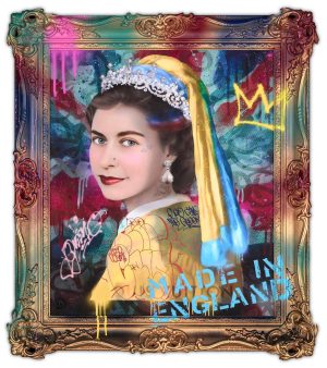 Dan Pearce Royal Gem. Limited edition Queen Elizabeth II in elaborate gold vandalised frame