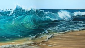 Michelle Lucking, Emerald Glow, limited edition, waves crashing onto beach
