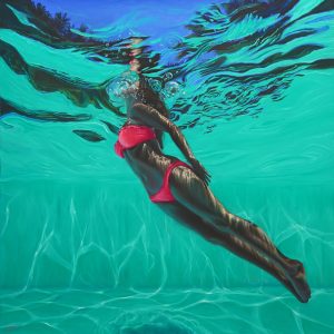 Michelle Lucking Venus, limited edition, underwater woman in pink bikini