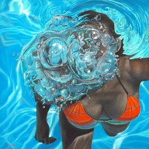 Michelle Lucking Club Tropicana, limited edition, underwater woman in orange bikini