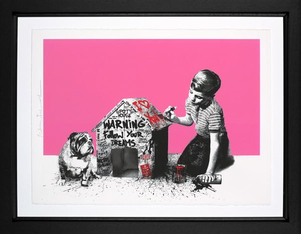 Mr Brainwash Spot's House Pink limited edition in black frame