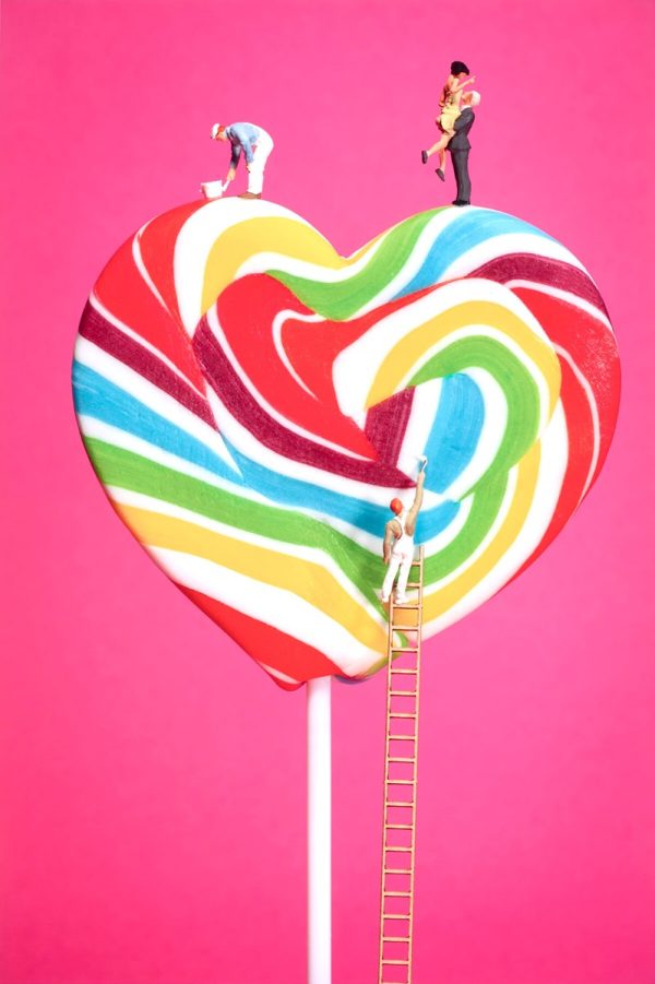 Mr Kuu Sweet Art, lollipop on pink background