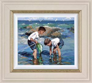 Sheree Valentine Daines Rockpool Treasures limited edition. Two boys rockpooling