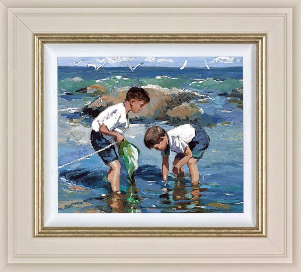 Sheree Valentine Daines Rockpool Treasures limited edition. Two boys rockpooling