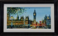 Westminster View. Original cityscape by Simon Wright. London. Big Ben. Houses of Parliament