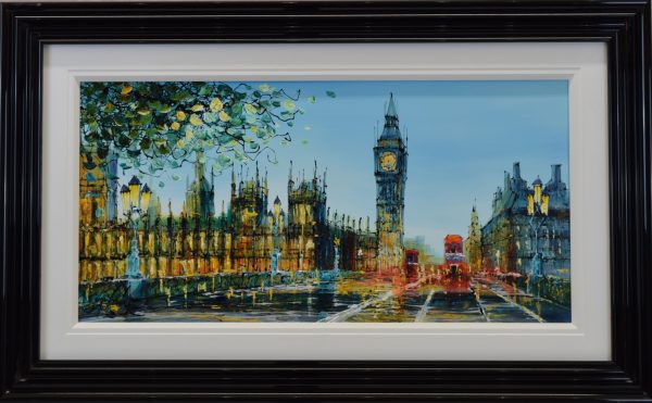 Westminster View. Original cityscape by Simon Wright. London. Big Ben. Houses of Parliament