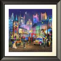 Keith Drury Bristol Town cityscape framed in black wood