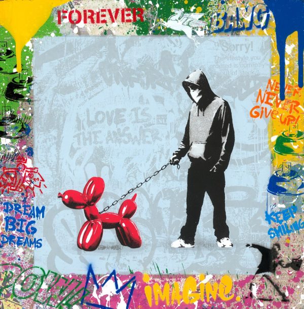 Mr Brainwash Banksy Dog Walker 9094564 original in black frame