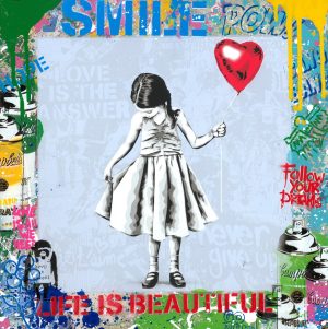 Mr Brainwash Beautiful Girl original on black frame 9315731