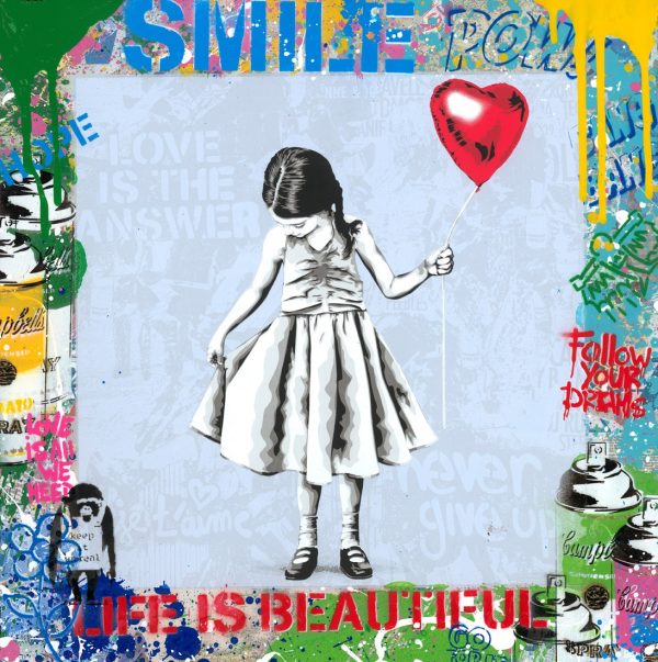 Mr Brainwash Beautiful Girl original on black frame 9315731