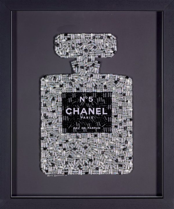 Emma Gibbons original Addiction No 5 Chanel in black box frame