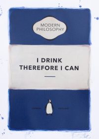 I Drink Therefore I Can by The Connor Brothers. Limited edition print in brown wood frame
