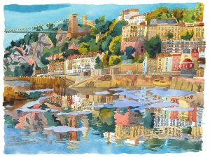 Summer Afternoon Towards Clifton Bristol. Limited edition by Abigail McDougall. Mounted print
