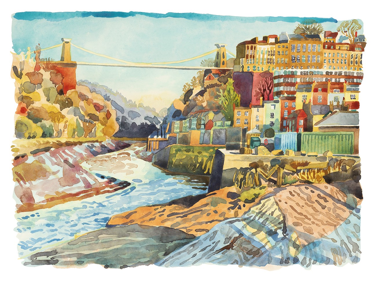 Summer Morning Avon Gorge Bristol. Limited edition by Abigail McDougall. Mounted print