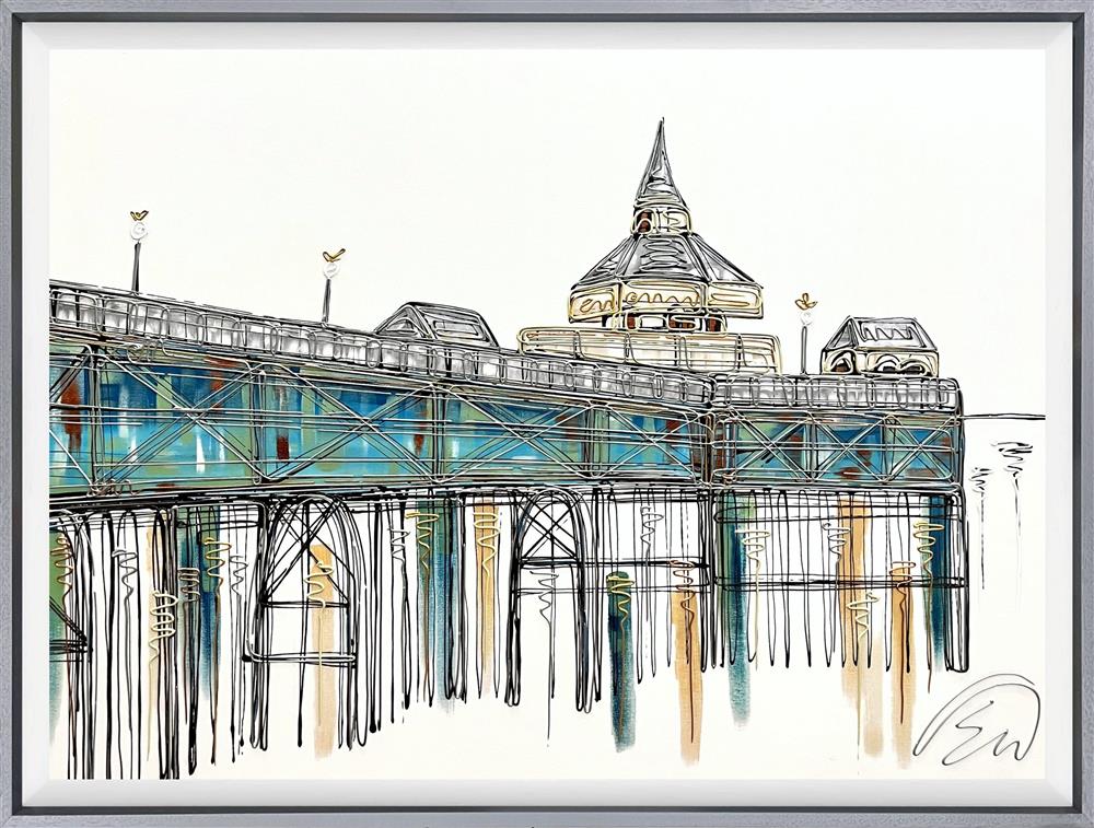 Edward Waite - Views of Clevedon EWE009 Framed Edward Waite, Views of Clevedon Pier unique edition acrylic on canvas. Clevedon Pier