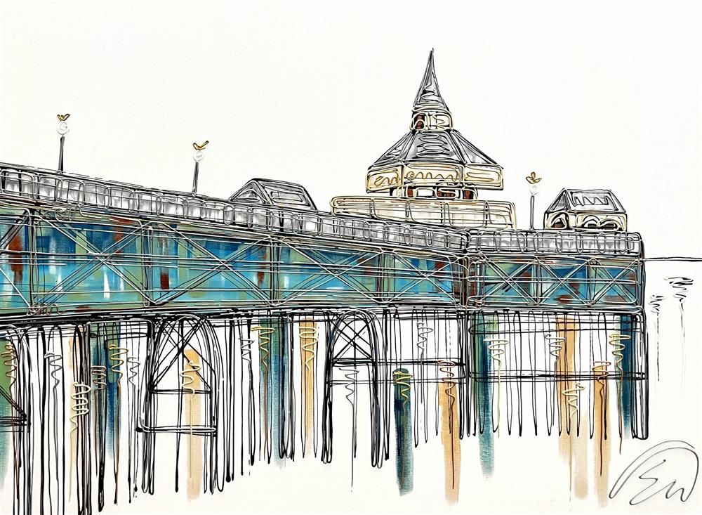 Edward Waite, Views of Clevedon unique edition acrylic on canvas. Clevedon Pier