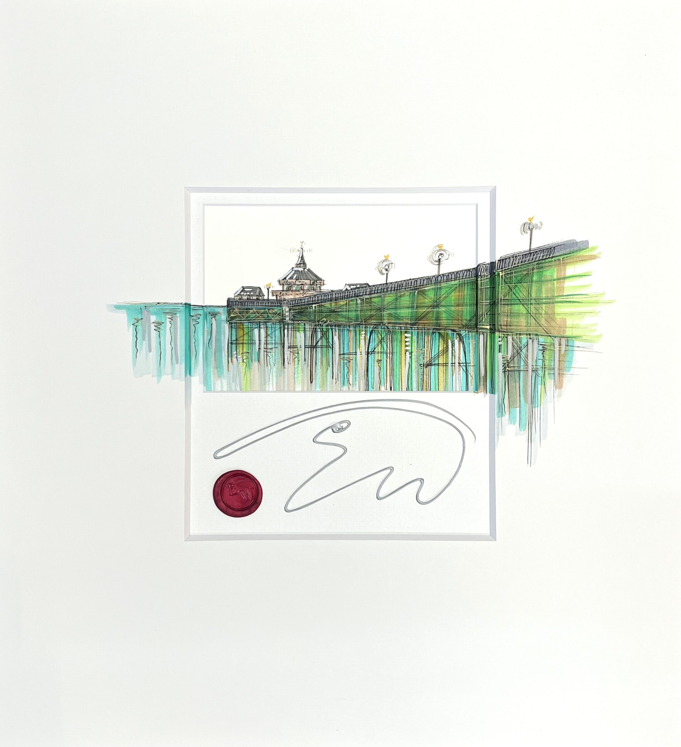 Edward Waite - The View of the Pier in silver frame. Clevedon Pier