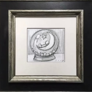 My Lucky Stars (Study) Doug Hyde Original Sketch. Globe with man sitting on moon with stars