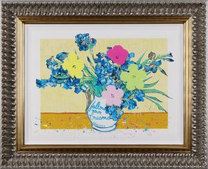 ART00244875 Mr Brainwash Irises Rewritten framed
