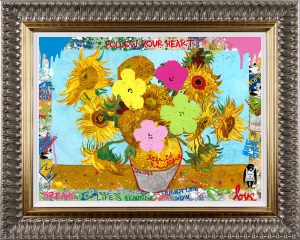 Mr Brainwash original -Sunflowers Reimagined homage to Van Gogh