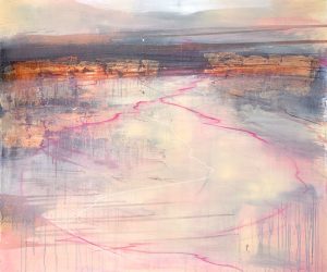 Ian H Watkins Shattered Light original painting on box canvas in a white wood grain frame