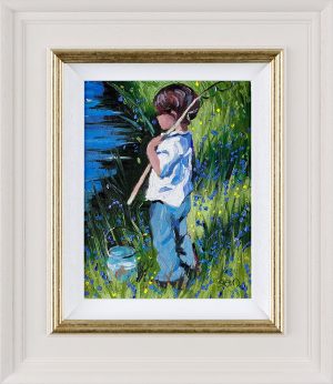 Young boy with a fishing net next to a river. Sherree Valentine Daines Great Expectations