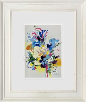 Anna Cher Florsal Sketchbook XIII spray of flowers in off-white wood frame