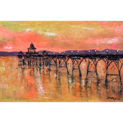 Mark Curryer - Grade 1 listed Clevedon painting at sunset